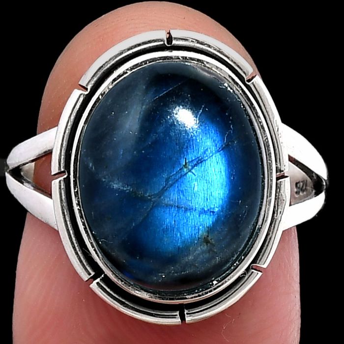 Blue Fire Labradorite Ring size-8 SDR218903 R-1012, 11x14 mm