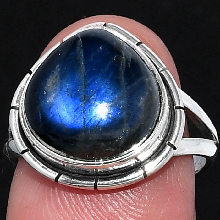 Blue Fire Labradorite Ring size-7 SDR218905 R-1012, 12x12 mm