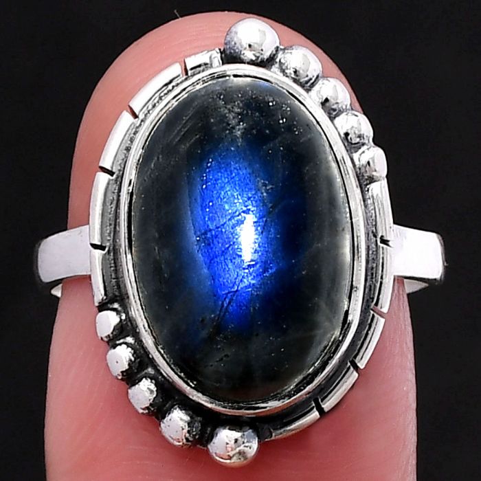 Blue Fire Labradorite Ring size-8 SDR219364 R-1078, 10x15 mm