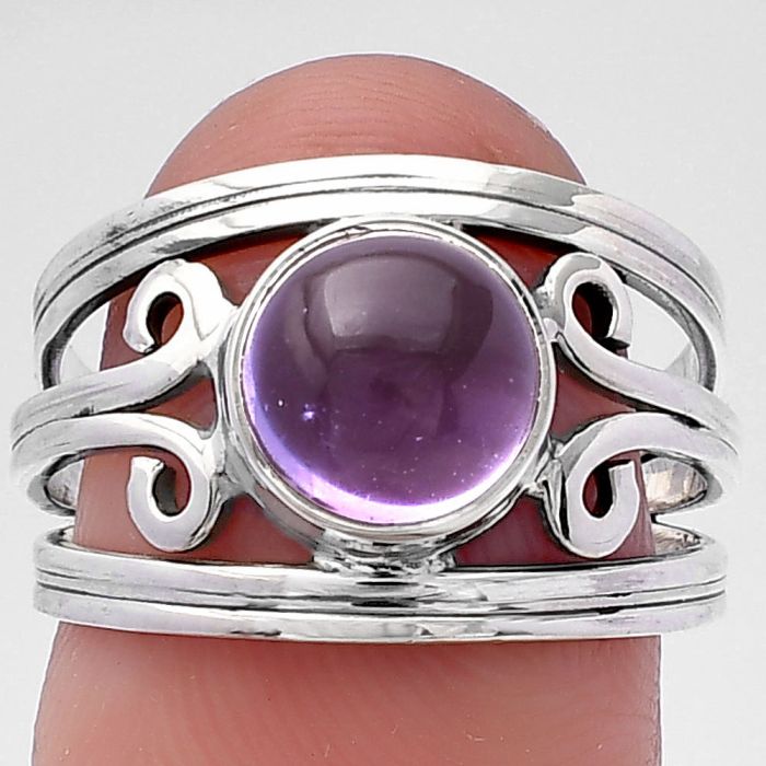 Amethyst Cab Ring size-7 SDR219733 R-1132, 8x8 mm