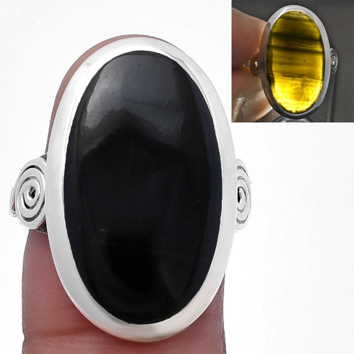 Black Lace Obsidian Ring size-7 SDR220147 R-1094, 13x23 mm