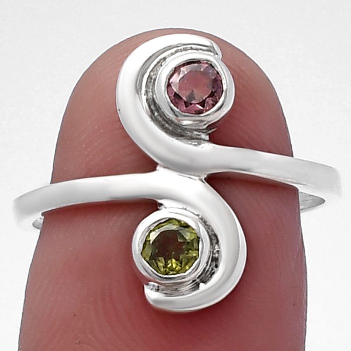 Natural Multi Tourmaline Ring size-8 SDR220300 R-1230, 4x4 mm