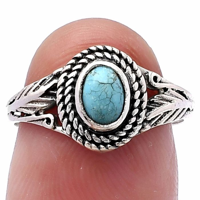 Natural Rare Turquoise Nevada Aztec Mt Ring size-7 SDR220586 R-1044, 4x6 mm