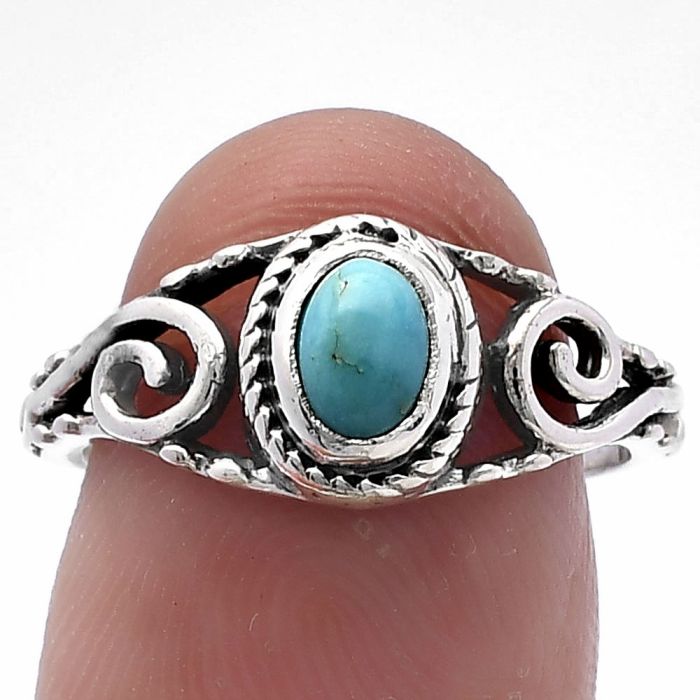 Natural Rare Turquoise Nevada Aztec Mt Ring size-7 SDR220657 R-1043, 4x6 mm