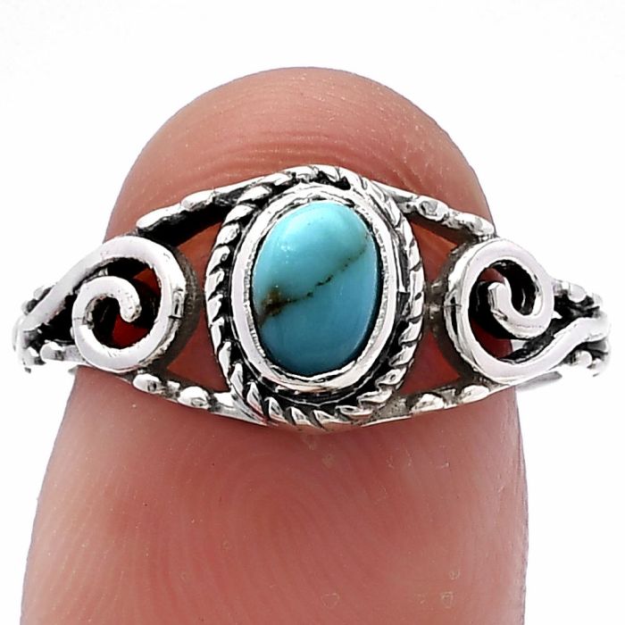 Natural Turquoise Morenci Mine Ring size-7 SDR220659 R-1043, 4x6 mm