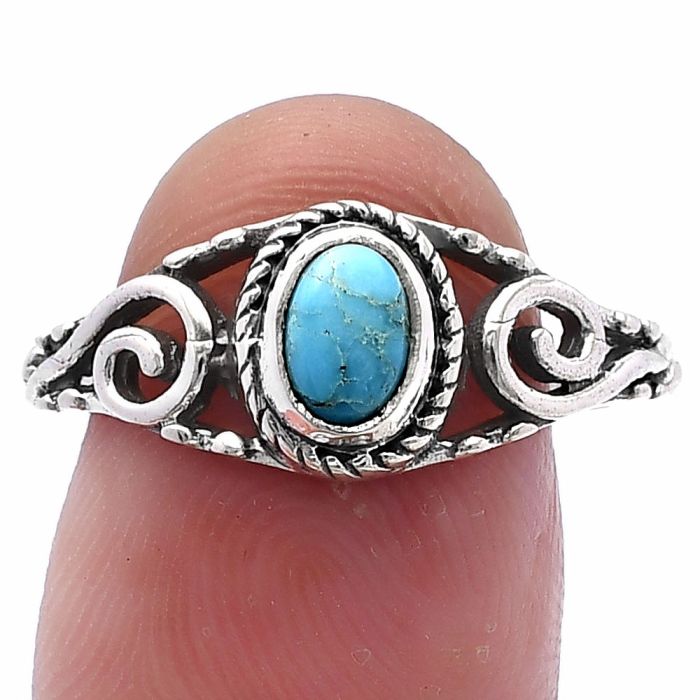 Natural Rare Turquoise Nevada Aztec Mt Ring size-8 SDR220689 R-1043, 4x6 mm