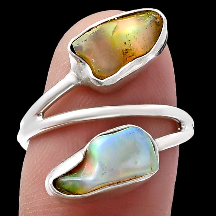 Ethiopian Opal Rough Ring size-7 SDR220846 R-1169, 6x12 mm