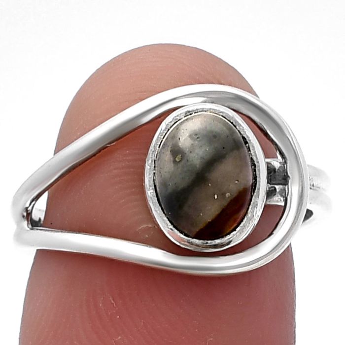 Polygram Jasper Ring size-7.5 SDR221090 R-1129, 6x8 mm