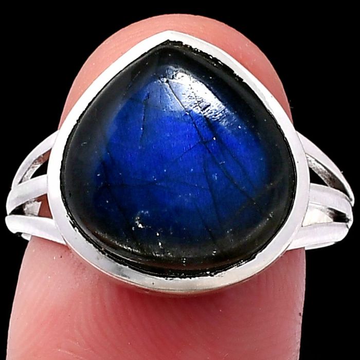 Blue Fire Labradorite Ring size-9 SDR221390 R-1006, 13x13 mm