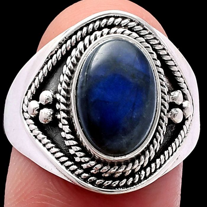 Blue Fire Labradorite Ring size-9 SDR221651 R-1312, 8x12 mm