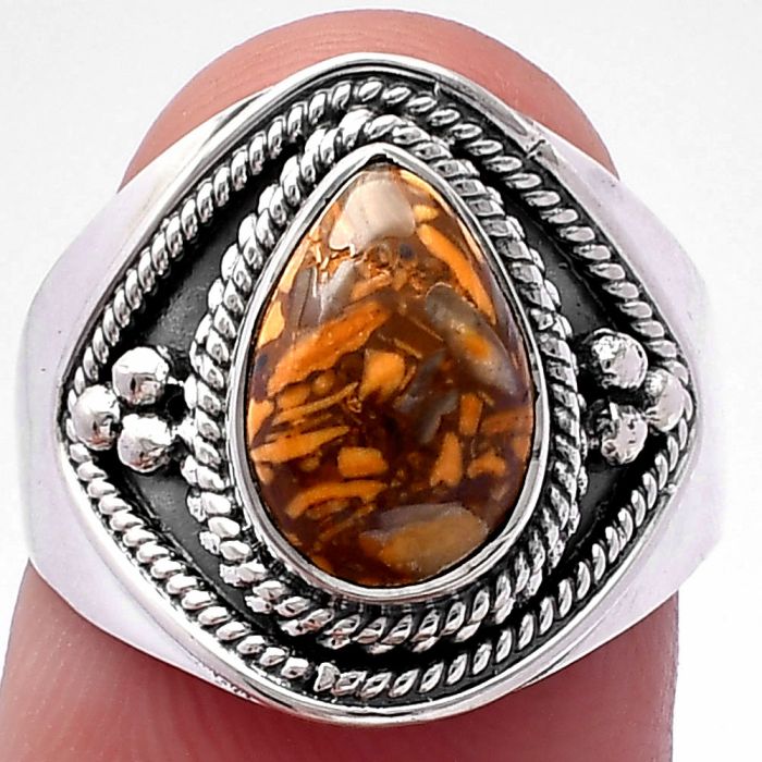 Coquina Fossil Jasper Ring size-7 SDR221654 R-1312, 7x10 mm