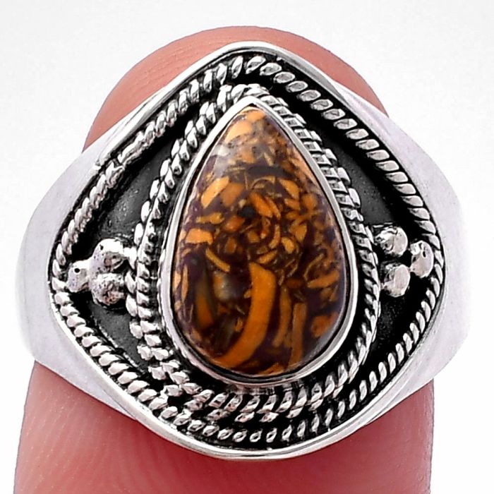 Coquina Fossil Jasper Ring size-8.5 SDR221659 R-1312, 7x11 mm