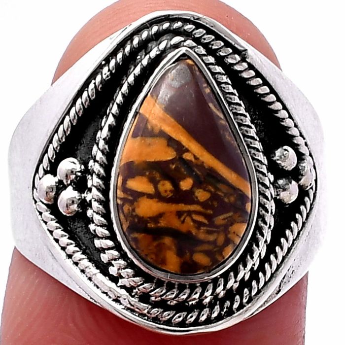 Coquina Fossil Jasper Ring size-7 SDR221671 R-1312, 7x12 mm