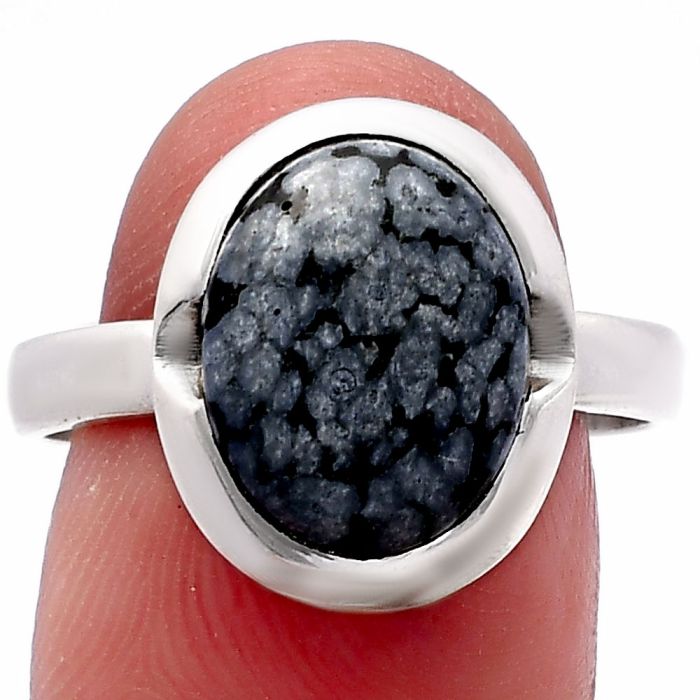 Snow Flake Obsidian Ring size-9 SDR221723 R-1059, 10x13 mm