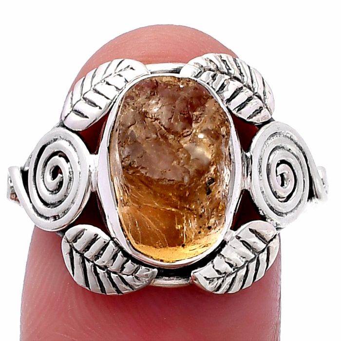 Southwest Design - Yellow Scapolite Rough Ring size-8 SDR222188 R-1352, 8x12 mm