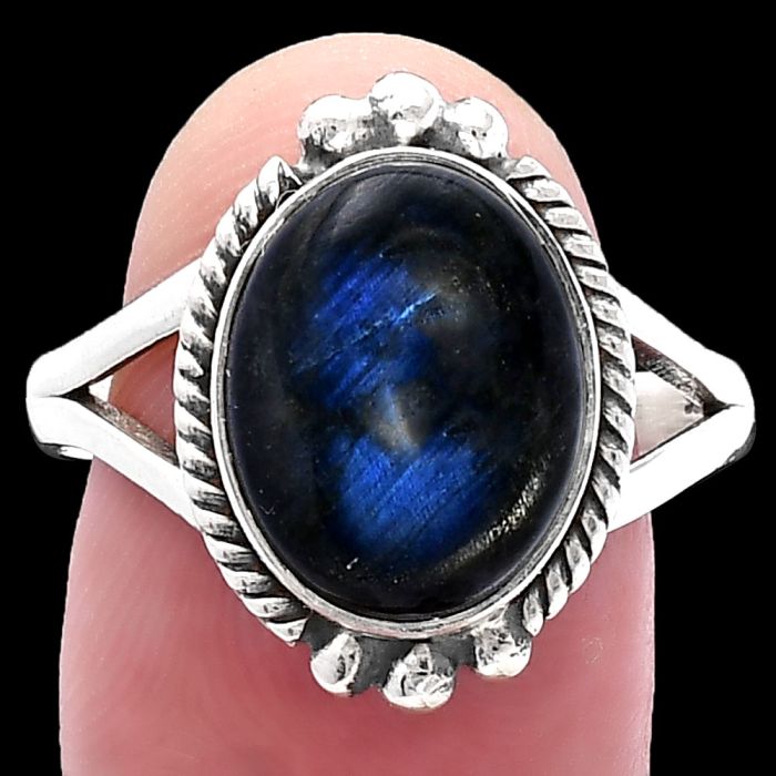 Blue Fire Labradorite Ring size-9.5 SDR223278 R-1253, 10x13 mm