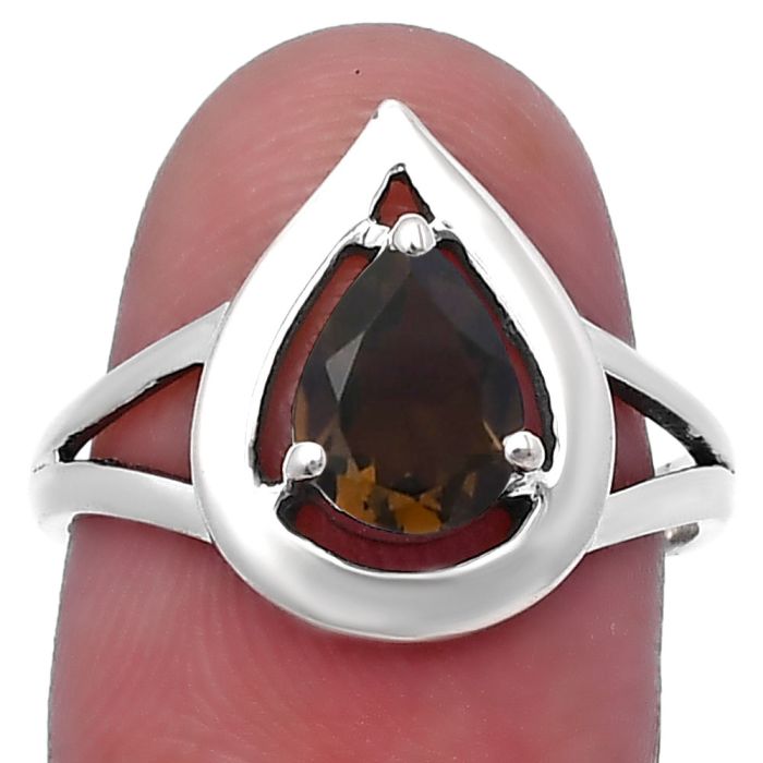 Smoky Quartz Ring size-8 SDR223509 R-1157, 6x8 mm