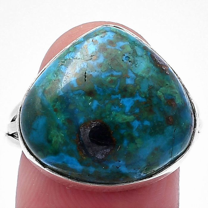 Azurite Chrysocolla Ring size-9 SDR223833 R-1003, 16x18 mm