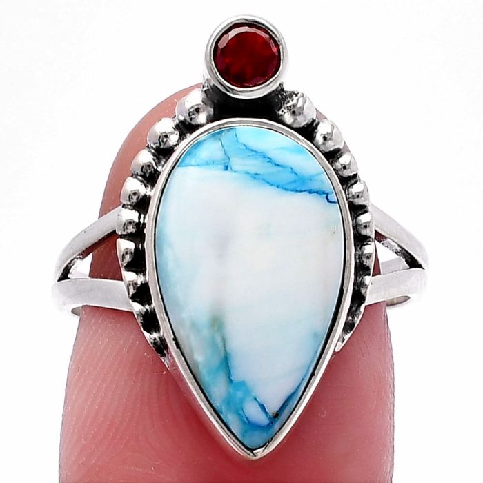 Spiny Oyster Turquoise and Garnet Ring size-8 SDR224365 R-1267, 10x17 mm