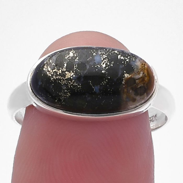 Palm Root Fossil Agate Ring size-9 SDR224476 R-1057, 8x15 mm