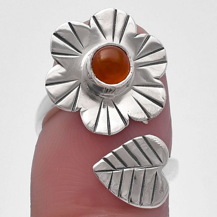 Adjustable Floral - Carnelian Ring size-6 SDR224563 R-1659, 5x5 mm