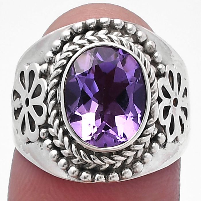 Amethyst Ring size-6 SDR224590 R-1541, 8x10 mm