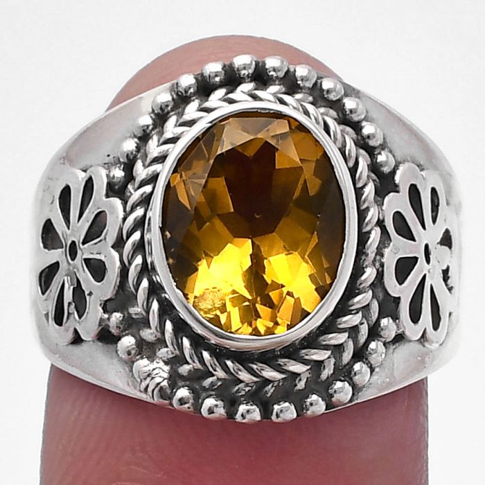 Citrine Ring size-8 SDR224605 R-1541, 8x10 mm