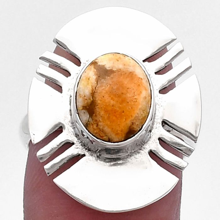 Coral Jasper Ring size-7 SDR224724 R-1240, 8x10 mm