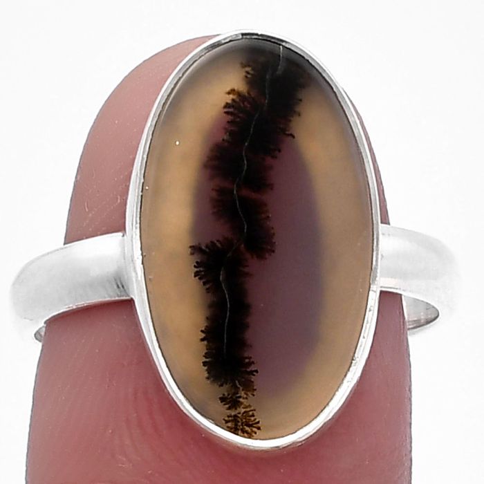 Scenic Dendritic Agate Ring size-8 SDR224942 R-1001, 10x18 mm