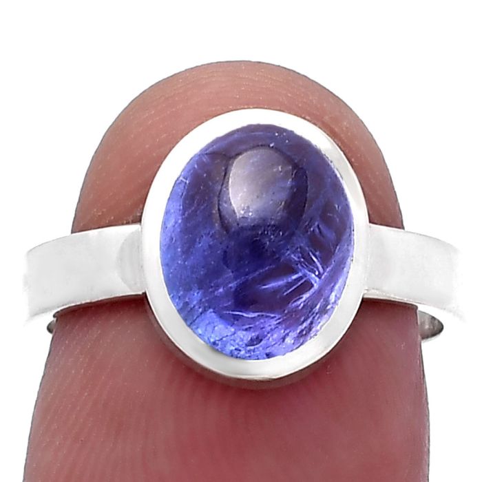 Natural Tanzanite Cab Ring size-7 SDR225055 R-1004, 8x10 mm