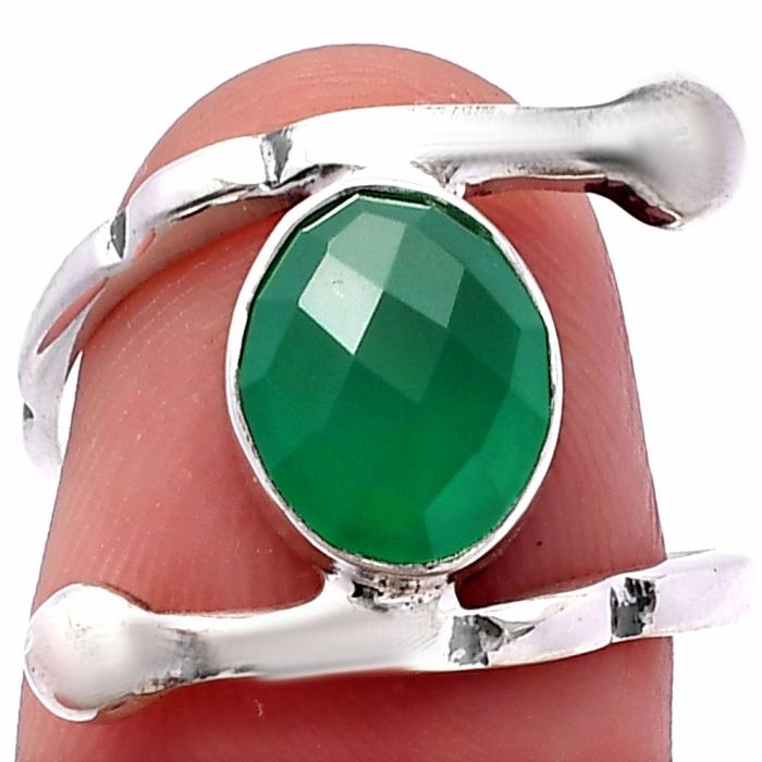 Green Onyx Checker Ring size-8 SDR225084 R-1546, 8x10 mm