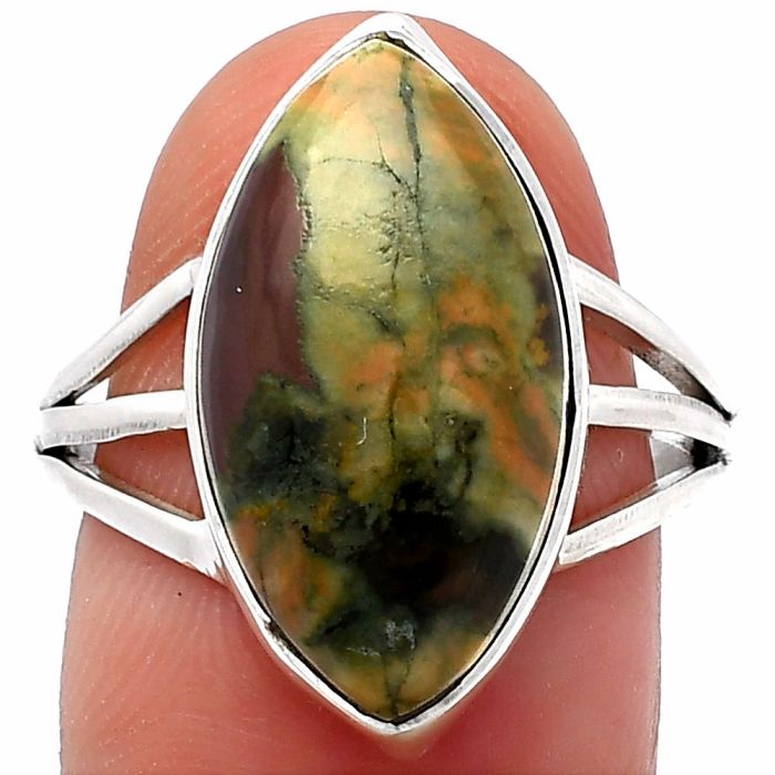 Rhyolite - Rainforest Jasper Ring size-8 SDR225485 R-1003, 11x19 mm