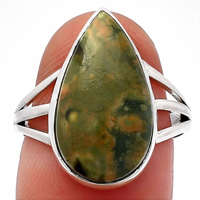 Rhyolite - Rainforest Jasper Ring size-8 SDR225553 R-1003, 11x19 mm