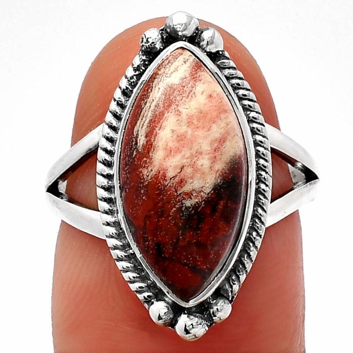 Snake Skin Jasper Ring size-7 SDR225654 R-1253, 8x17 mm