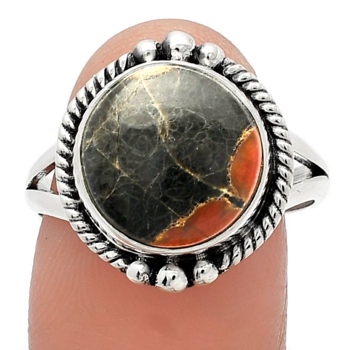 Peanut Obsidian Ring size-9 SDR225856 R-1253, 12x12 mm