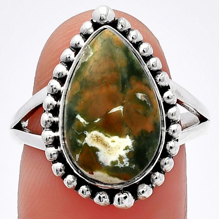 Rhyolite - Rainforest Jasper Ring size-9 SDR225955 R-1154, 10x15 mm