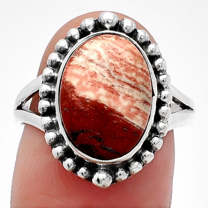 Snake Skin Jasper Ring size-8 SDR226005 R-1154, 10x13 mm