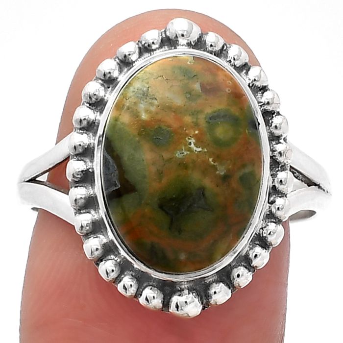 Rhyolite - Rainforest Jasper Ring size-9 SDR226044 R-1154, 10x14 mm