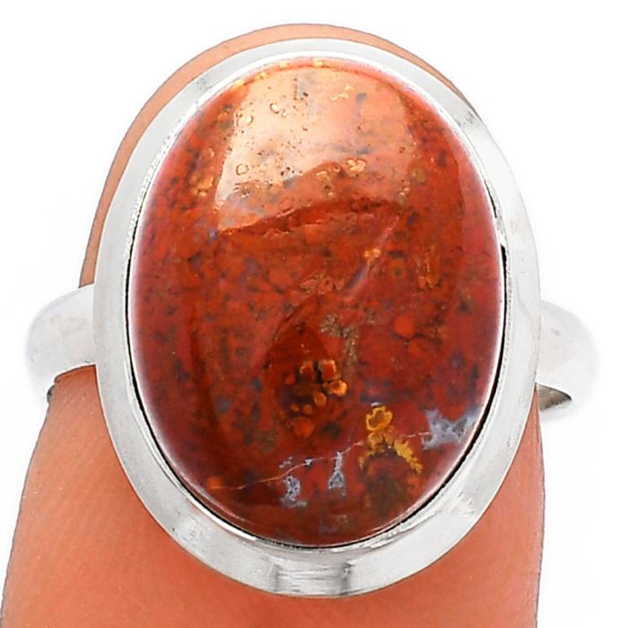 Red Moss Agate Ring size-7 SDR226292 R-1007, 12x16 mm