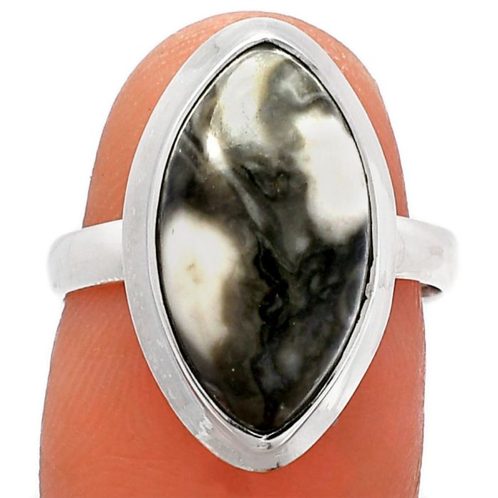 Mexican Cabbing Fossil Ring size-7 SDR226346 R-1007, 9x18 mm