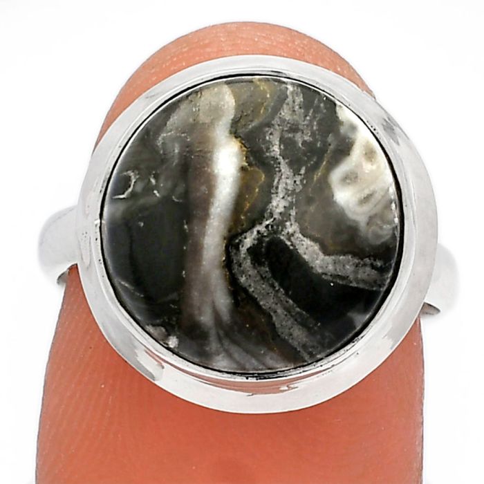 Mexican Cabbing Fossil Ring size-7 SDR226389 R-1007, 13x13 mm