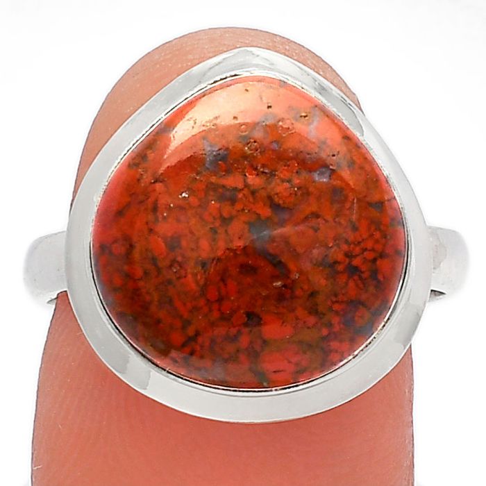 Red Moss Agate Ring size-8 SDR226412 R-1007, 14x14 mm