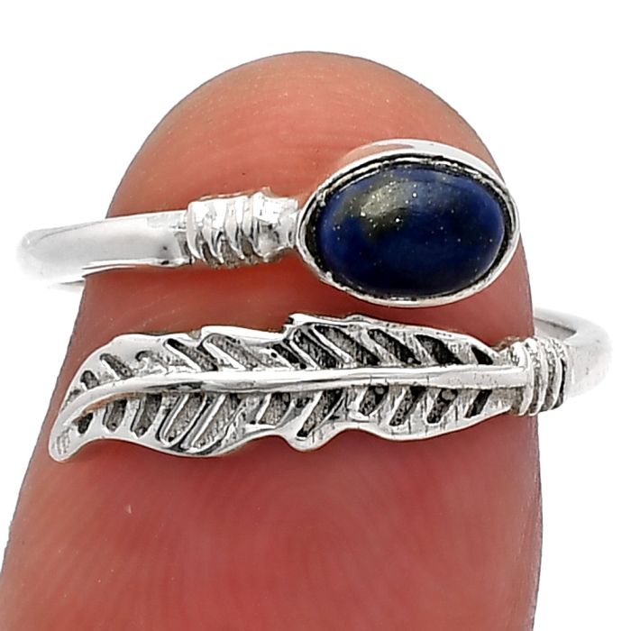 Adjustable Feather - Lapis Lazuli Ring size-6.5 SDR226737 R-1496, 4x6 mm