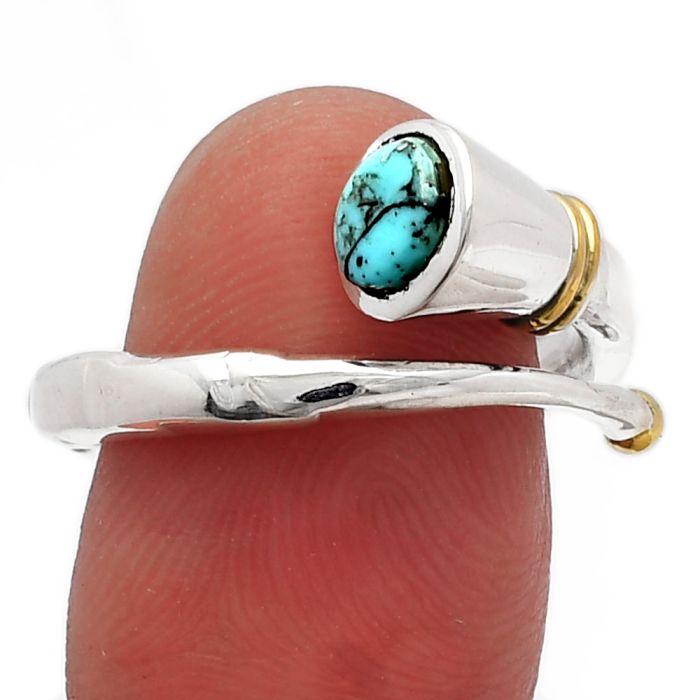 Lucky Charm Tibetan Turquoise Ring size-7.5 SDR227040 R-1248, 6x6 mm