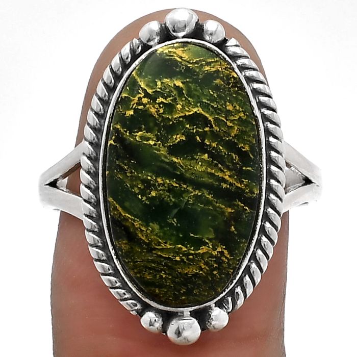 Green Fuchsite Ring size-9 SDR227085 R-1253, 11x19 mm