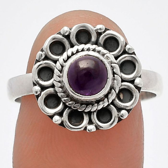 Amethyst Cab Ring size-9 SDR227287 R-1256, 6x6 mm