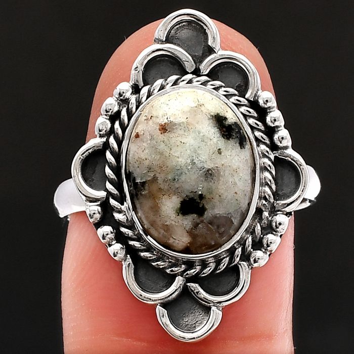 Sesame Jasper Ring size-8 SDR227595 R-1229, 9x12 mm