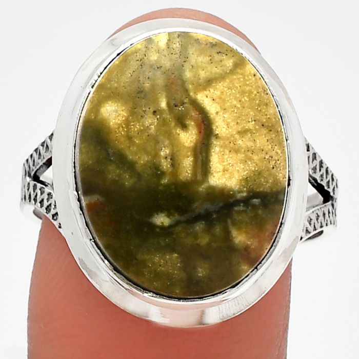 Rhyolite - Rainforest Jasper Ring size-9.5 SDR227807 R-1008, 14x18 mm