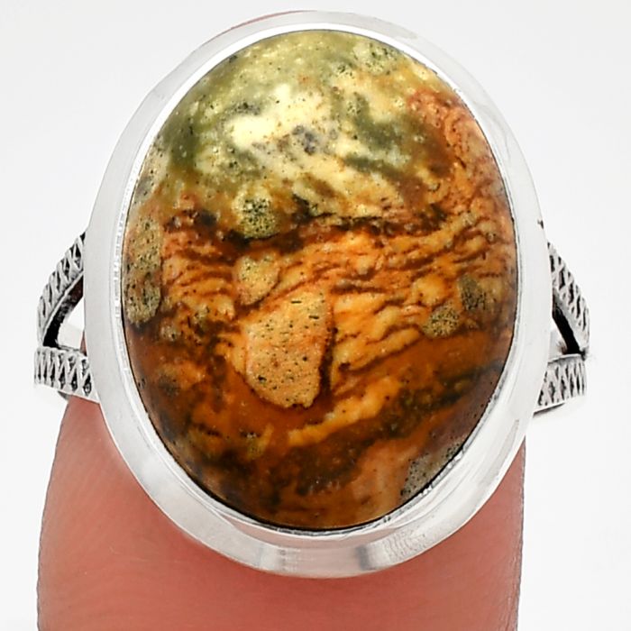 Rocky Butte Picture Jasper Ring size-9 SDR227812 R-1008, 14x18 mm