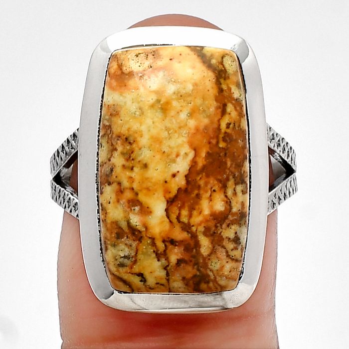 Picture Jasper Ring size-8 SDR227887 R-1005, 12x19 mm